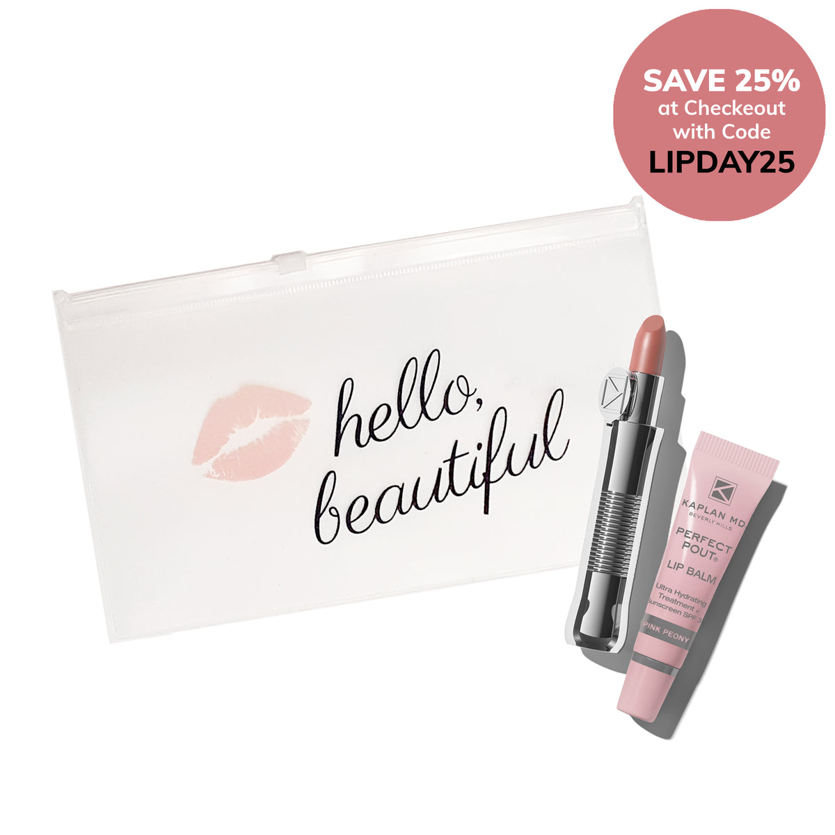 Santa Monica Lipstick + Pink Peony Lip Balm